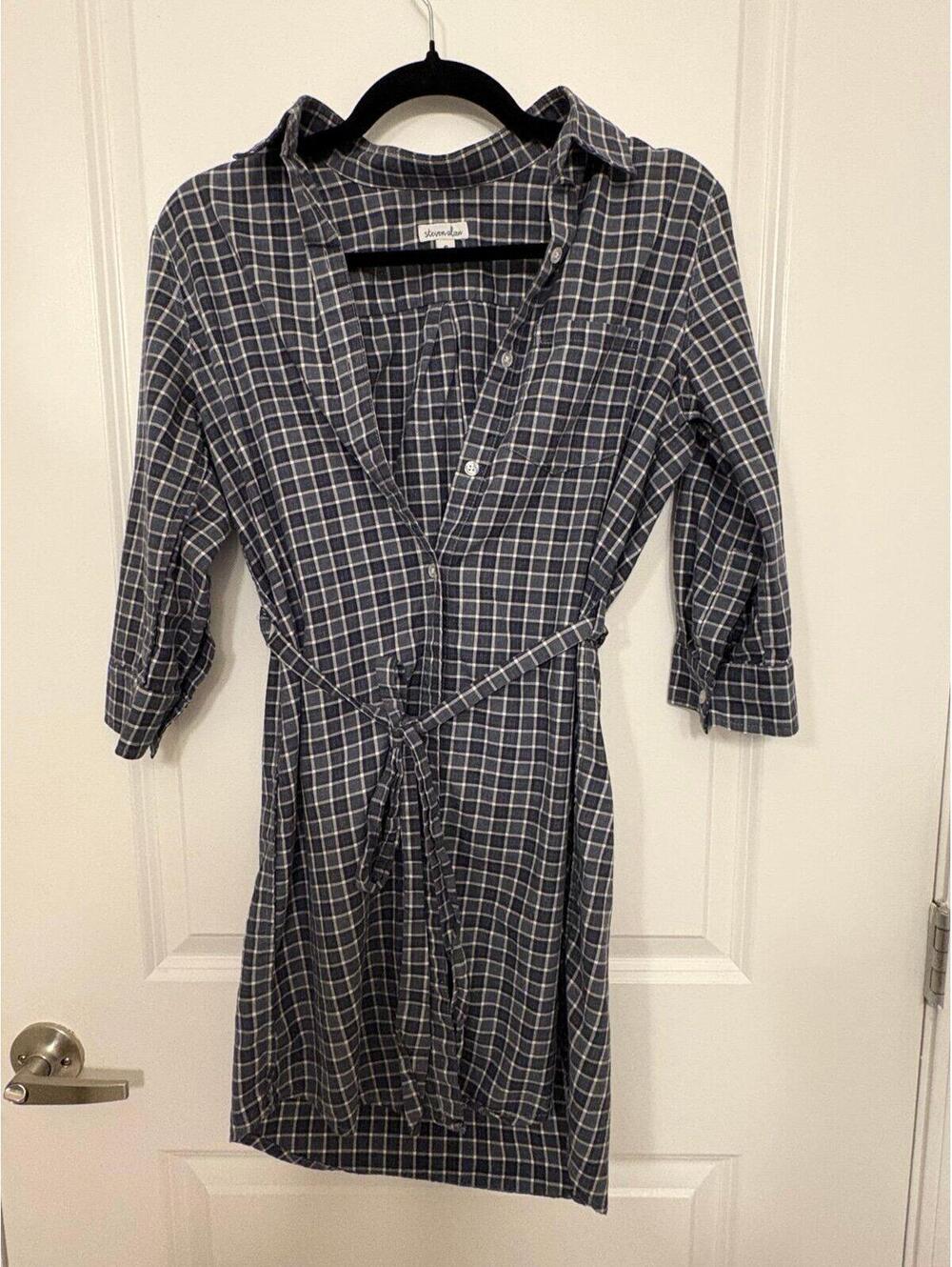 Steven Alan Plaid Shirt Dress – Size Small – Tie Waist